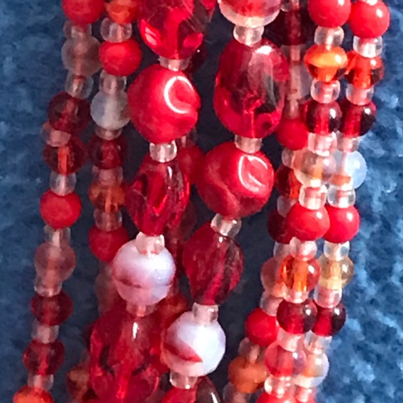 Gorgeous Blood Red GLASS BEAD Germany Necklace! - Picture 2 of 8
